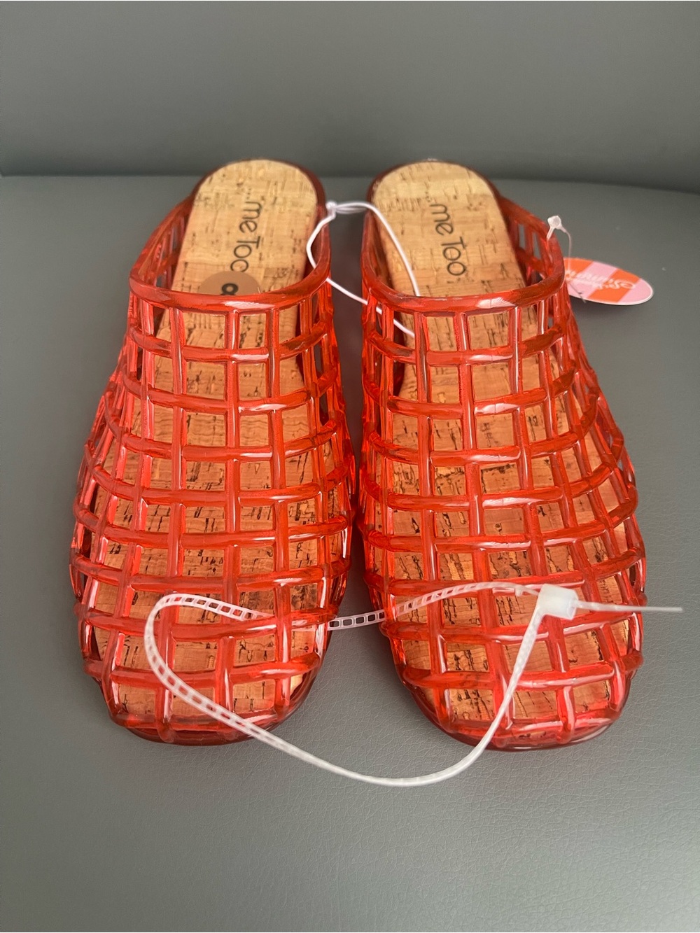 Me Too Clear Red Jelly Woven Mules Flat Sandals Women’s Size 8